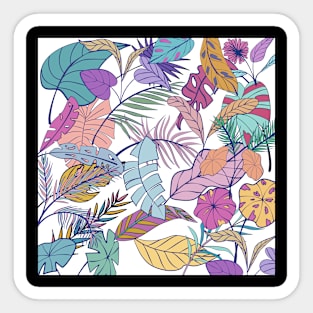 Colorful Leaves and Flowers Print Sticker